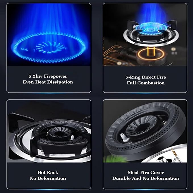 Estufa de Gas 1 Quemador, Anillo de Fuego Grande 5.2KW, Conversión Gas/LP, con Protección de Apagado miniatura 3