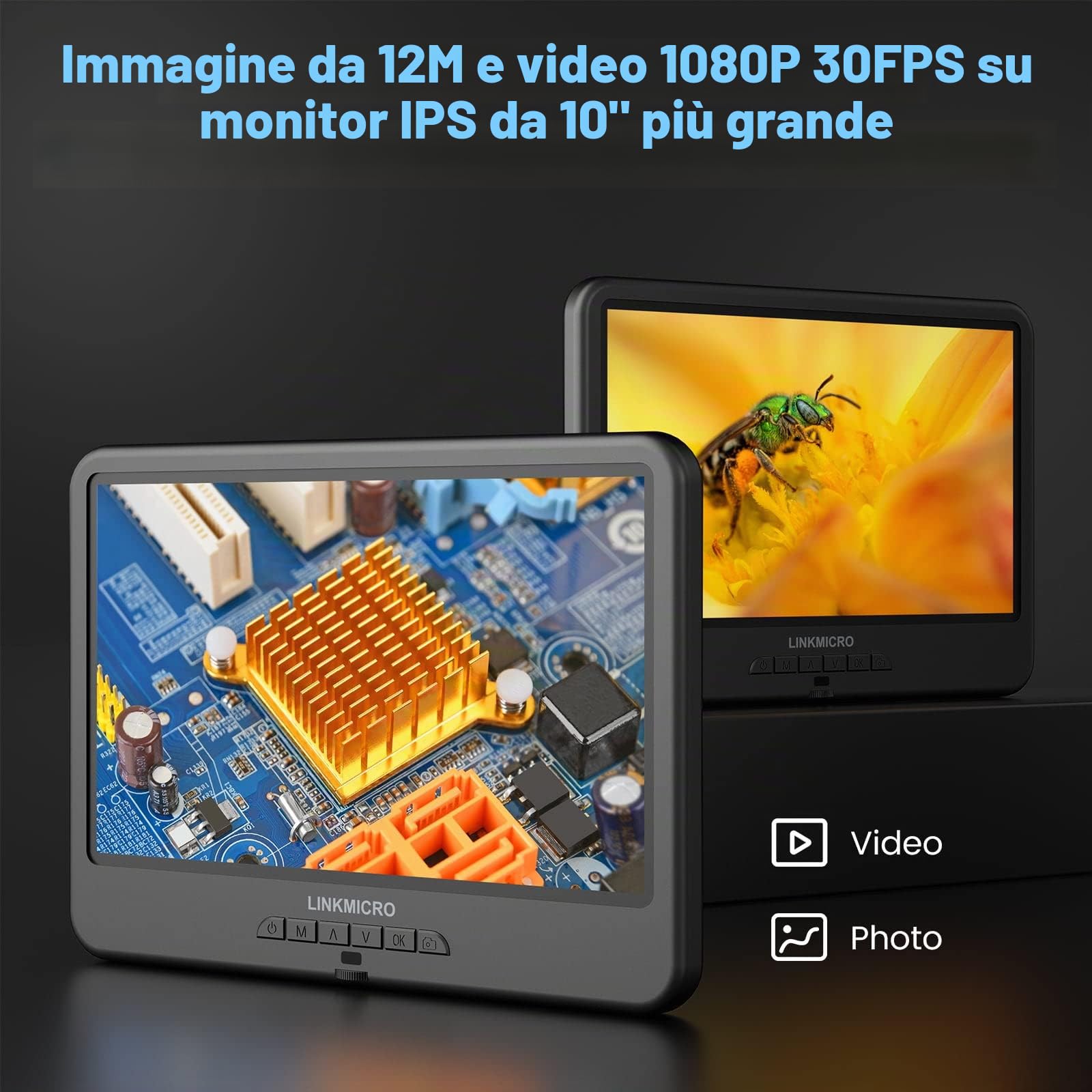 LM210 - Microscopio digitale a moneta LCD da 10,1 pollici, vista completa per monete di errore, microscopio per saldatura per riparazione elettronica, lente d'ingrandimento 260X per adulti