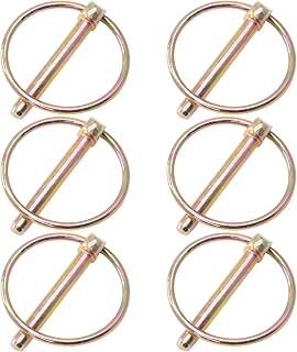 Litoexpe 6 Pcs 1/4 Inch Lynch Pin with Ring, Heavy Duty Round Linch Pins Assortment for Farm Tractors, Trucks, Trailers, Mowers (1/4”x1-3/4”)
