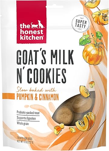 The Honest Kitchen Leche de cabra de grado humano N' Cookies Horneado lentamente con calabaza, bolsa de 8 onzas