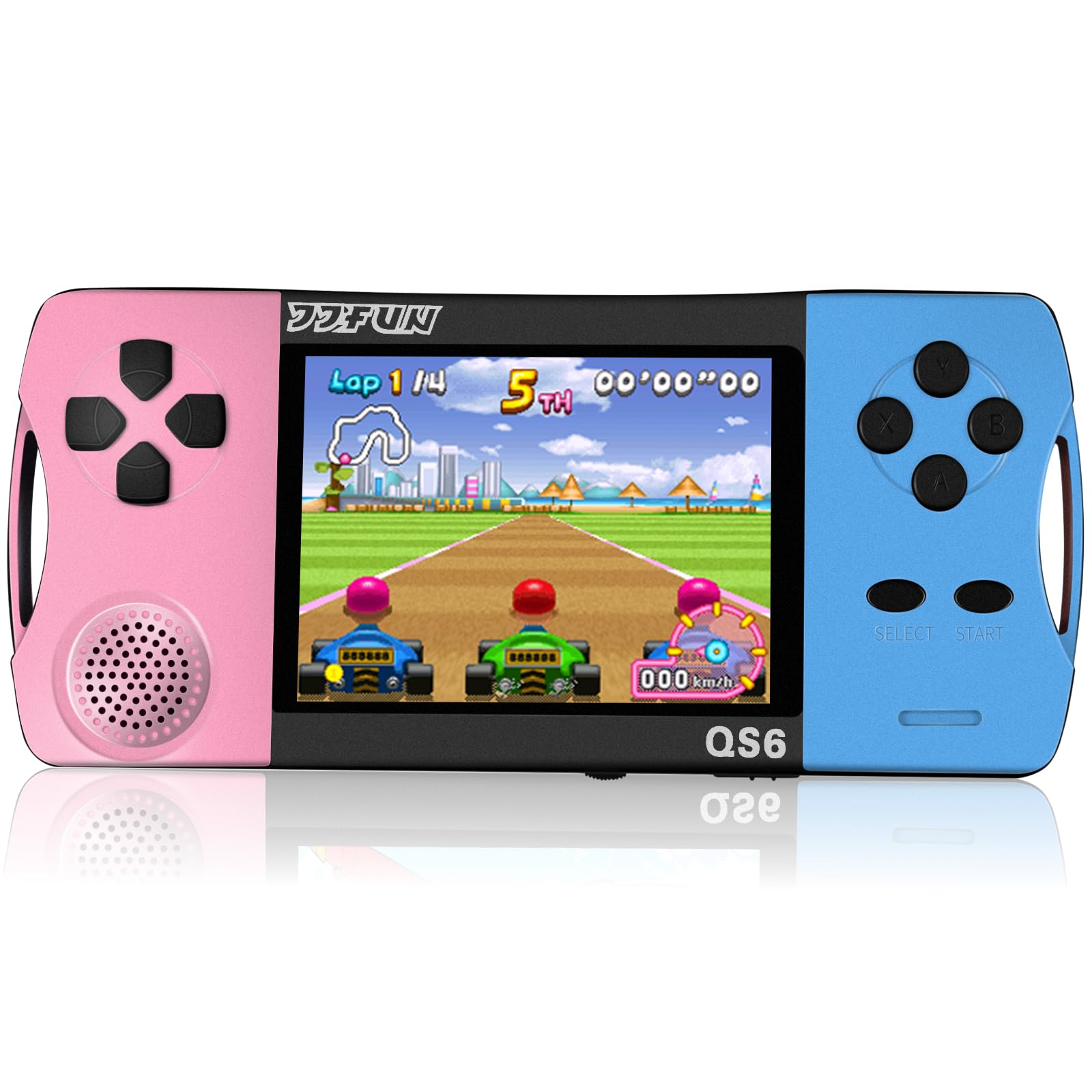 Handheld Game Console for Girls, 216 Retro Games Built-in, 3.5'' HD IPS Screen, Rechargeable Mini Portable Video Game Player for Travel & Car Trips, Gift for Kids-Pink Blue