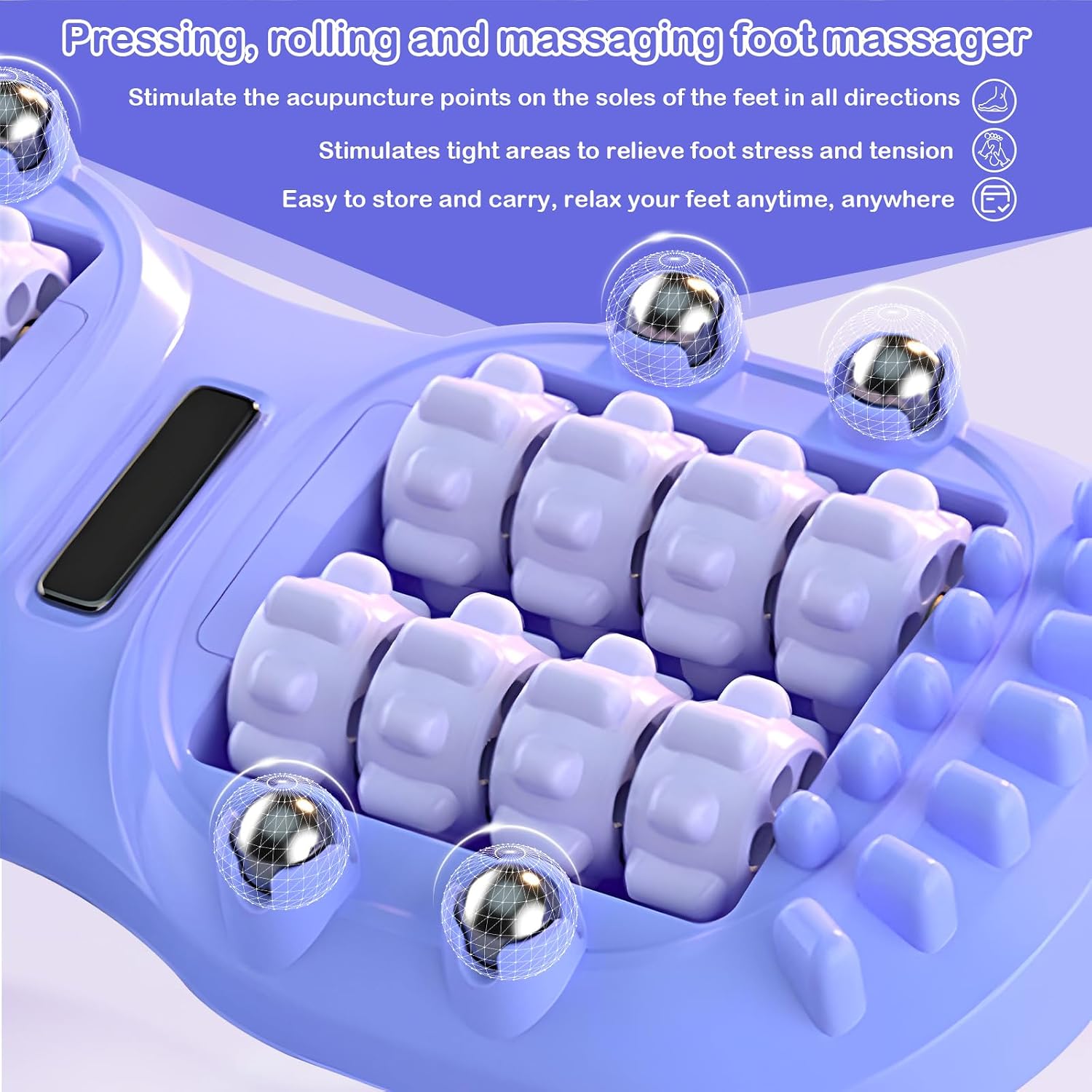 Portable Double Foot Massage Roller, Ergonomic Foot Roller Massager with Acupressure Therapy for Home and Office Use