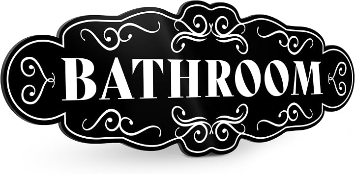 Bathroom Sign for Door, 9x3 Dibond Self-Adhesive Restroom Sign