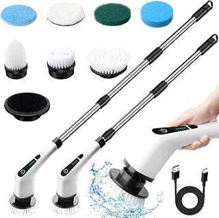 Electric Spin Scrubber,Yisigal New Cordless Cleaning Brush with 7 Replaceable Brush Heads and Adjustable Extension Handle,Power Shower Scrubber for Bathroom,Floor,Shower,Tile and Car Etc.