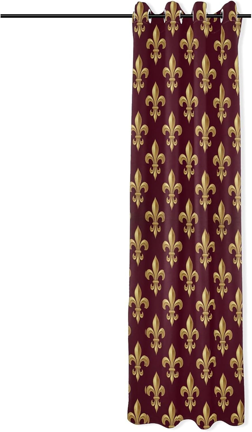Wudan Royal Lily Fleur De Lis Retro Red Black Out Curtains 84 inches Length 1 Piece Farmhouse Curtains for Window Treatments Vertical Blinds Kitchen Decoracion para Cuartos