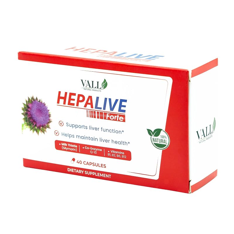 Vall Natural Products Vall-Hepalive – Suplemento fitoterápico com extrato de cardo-mariano, vitaminas do complexo B e CoQ10 – 40 cápsulas