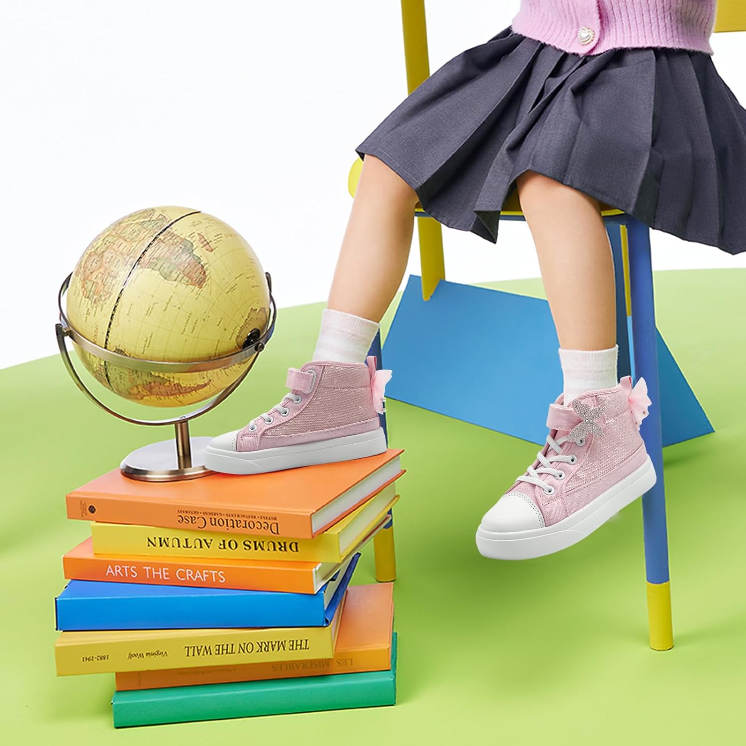 Toddler Sneakers for Girls Boys Fashion Canvas High Tops Butterfly Sequins Shoes Kids Casual Walking Shoes - Image 2