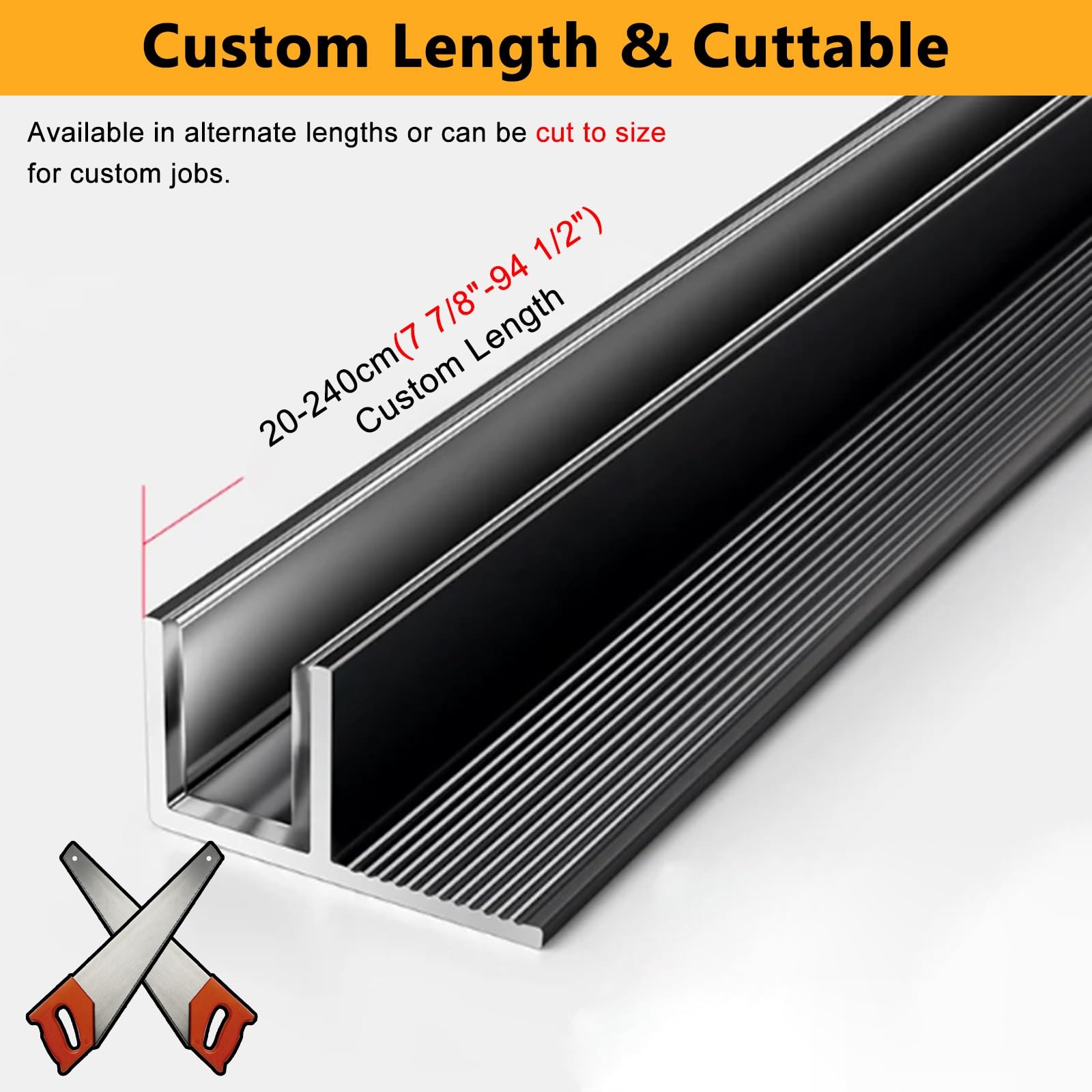 Binario fisso per porta della doccia, 10 mm, divisorio in vetro senza cornice, guida inferiore per bagno, balcone, scala, profilo in alluminio
