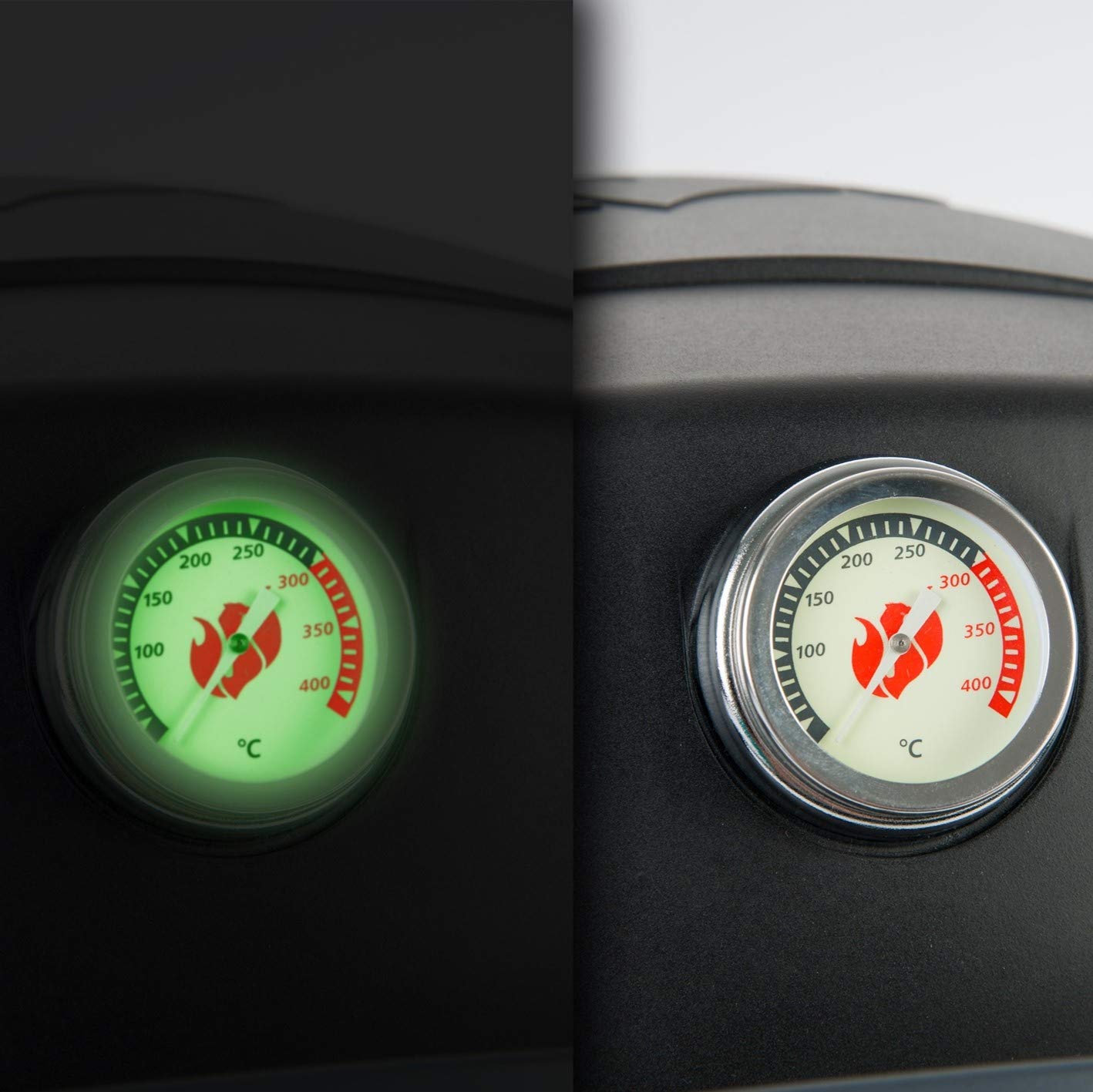 LANDMANN Pantera 1.0 kompaktowy grill gazowy, 1 bezstopniowo regulowany palnik ze stali nierdzewnej, ze wskaźnikiem temperatury w pokrywie i elektronicznym zapłonem, ruszt do grillowania z
