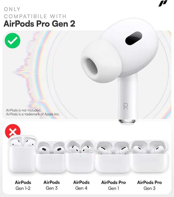 Proof Labs 4 Pairs for AirPods Pro 2 Ear Hooks Covers [Added Storage Pouch] Anti Slip Ear Tips Accessories Compatible with Apple AirPods Pro 2nd Generation (White) image 2