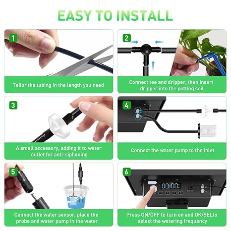 Solar Irrigation, [Upgraded Pump] Automatic Plants Watering System, Solar Powered Drip Irrigation Kit, Self Watering devices with Timer, Patio, Balcony