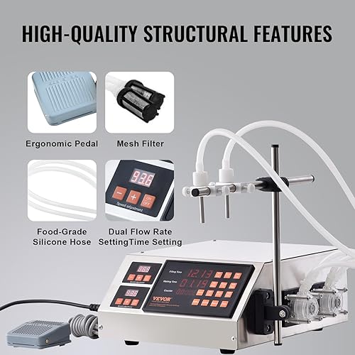Miniatura 5 de VEVOR Máquina de llenado de líquidos, capacidad de llenado de 0.2-22.0 fl oz, máquina automática de llenado de botellas, máquina embotelladora,