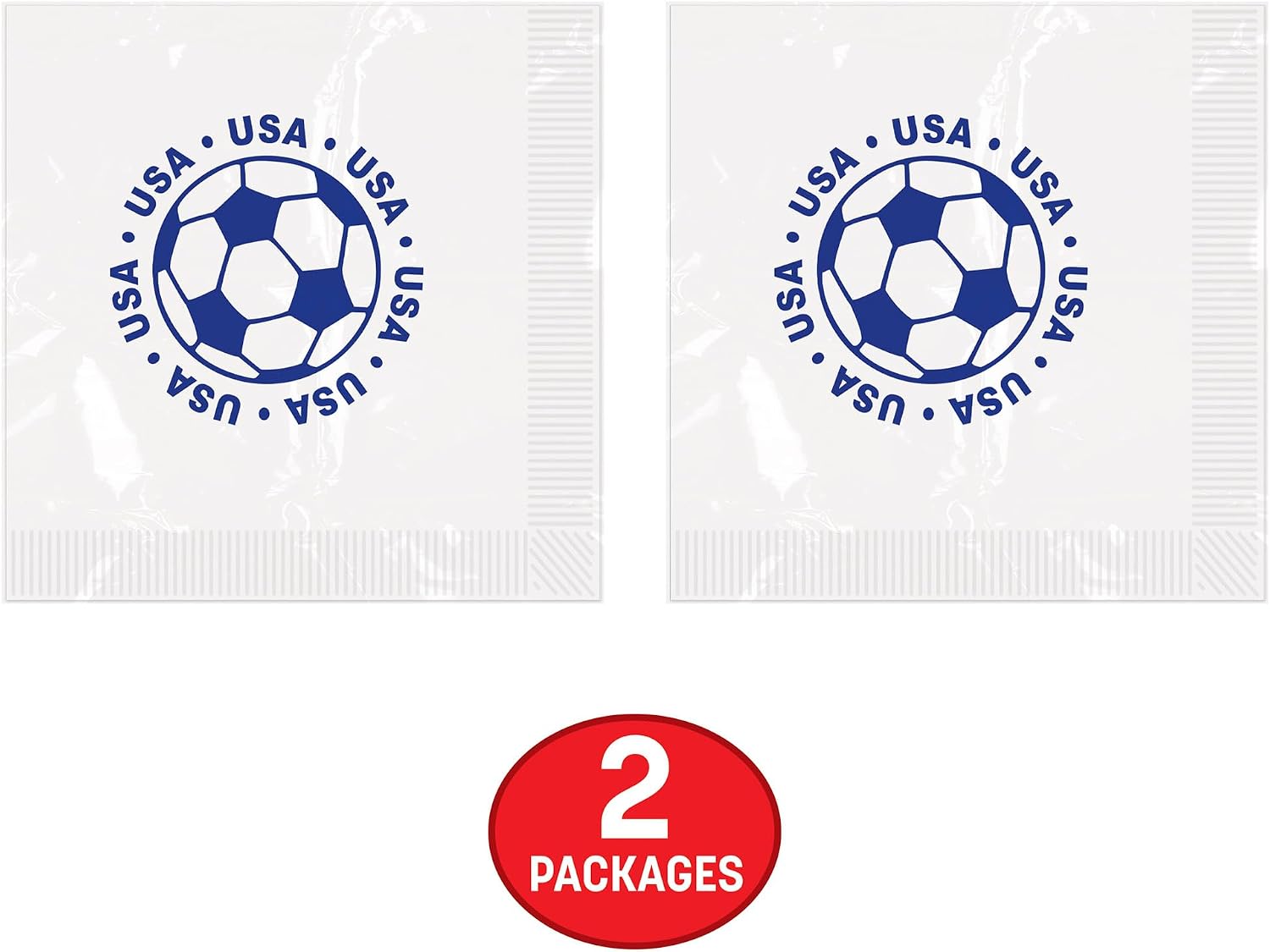 Beistle United States Soccer Luncheon Napkins – 32 Pack, White and Blue 2-Ply Paper Table Napkins with Football Emblem for Watch Parties, Team Events, Sports Banquets & USA Themed Celebrations, 6.44" image 5