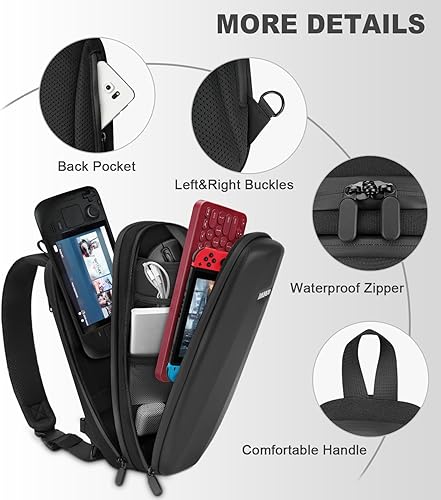 Miniatura 6 de DEEGO Funda de transporte para consola de vapor y accesorios, mochila cruzada protectora de doble capa a prueba de golpes, bolsa bandolera con