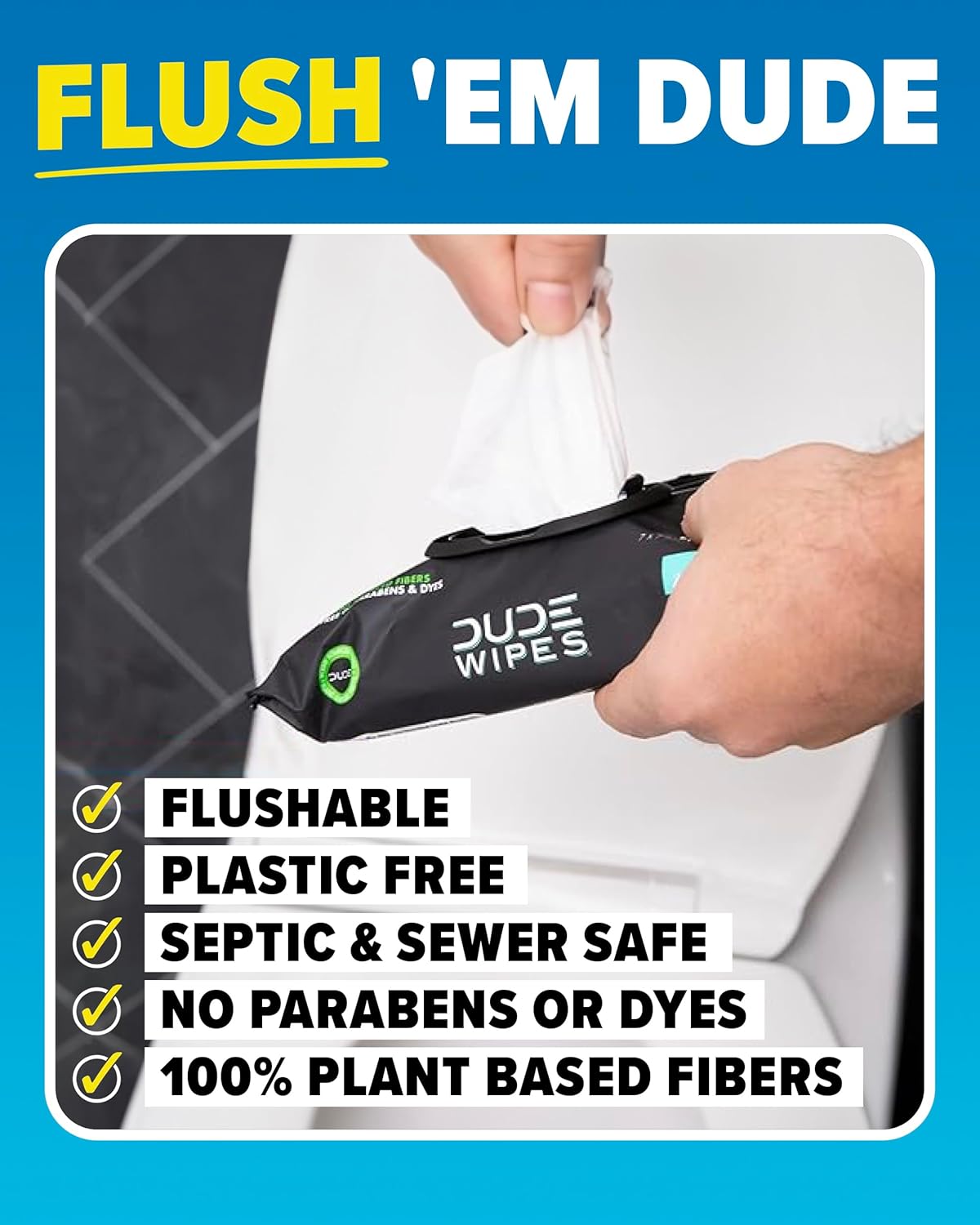 Dude Wipes + Zenwise #2 Plus Bundle – 48 Flushable Wipes + 15 Digestive Enzymes with Probiotics and Prebiotics + 14 No Bloat Caps – for Digestive, Gut, and Butt Health