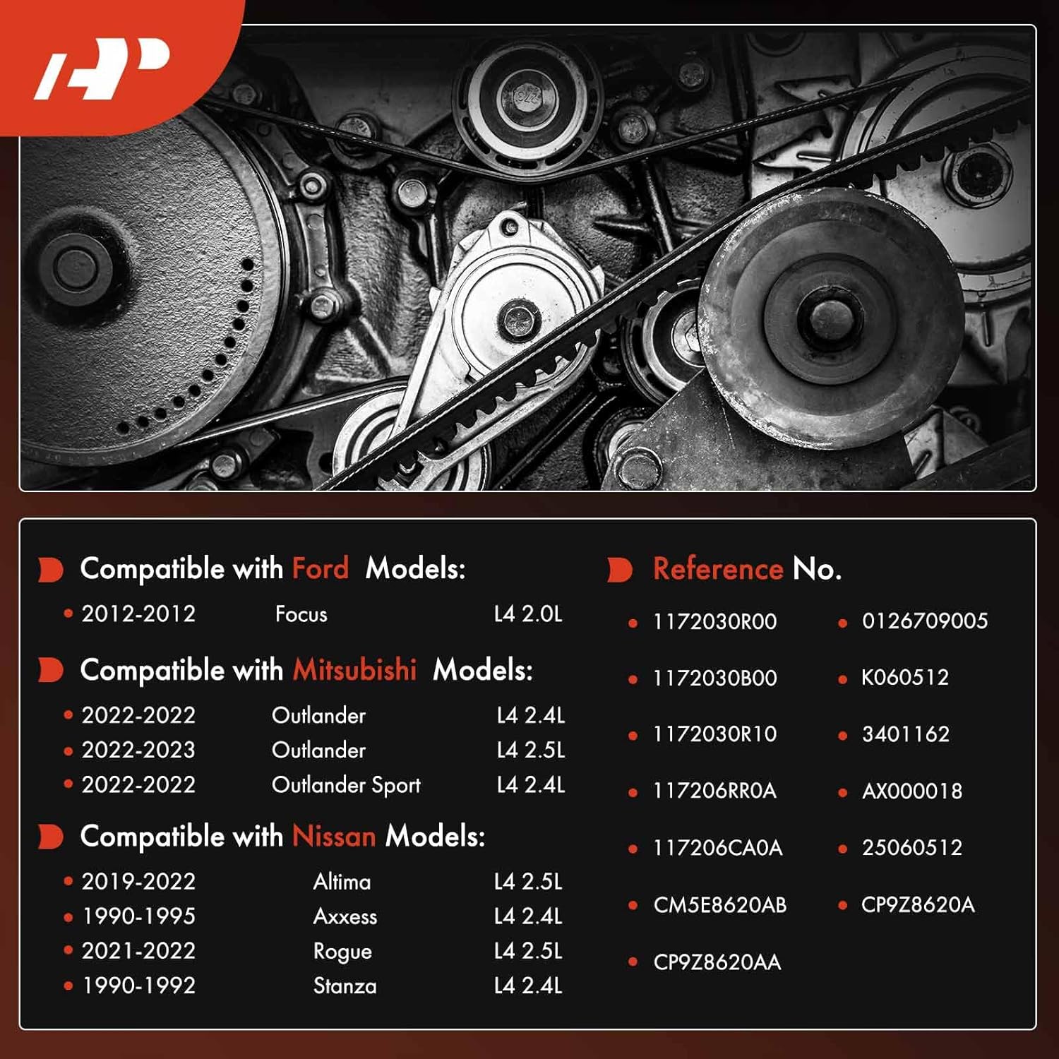 A-Premium 51.22 Inch Engine Serpentine Drive Belt Compatible with Nissan Altima 2019-2022, Rogue 2021-2022, Axxess 1990-1995, Stanza 1990-1992 & Ford Focus 2012 & Mitsubishi Outlander Sport