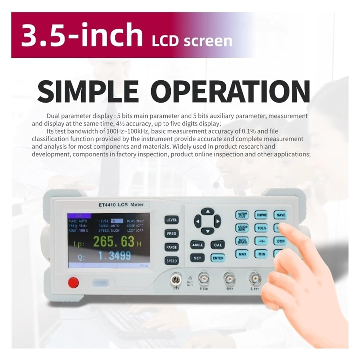 Resistance Tester, Desktop Digital LCR Meter Range Electronic Tester Instrument for Accurate Measurements(ET4501)