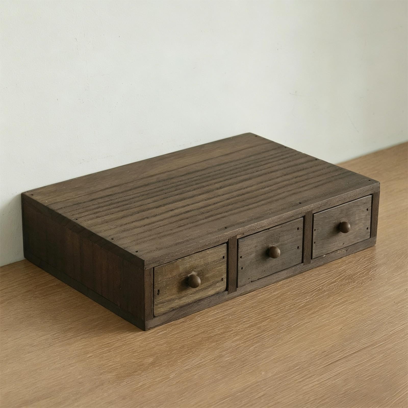 Schreibtisch Organizer Aus Holz mit Schublade Zur Aufbewahrung von Make Up, Dekorativer Ständer, Geeignet für Schlafzimmer, Büro, Wohnzimmer, 3 Schubladen