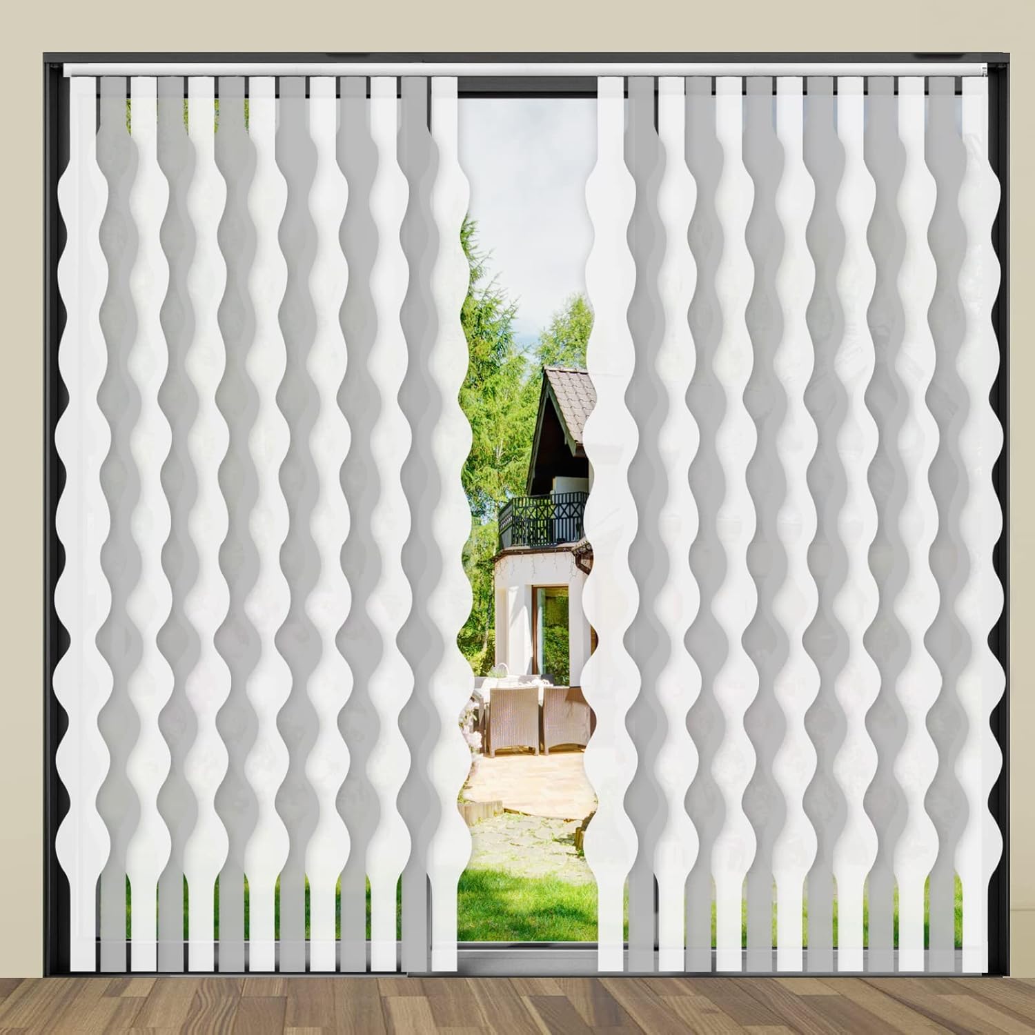 FACIMI Cordless Blackout Vertical Blinds, White 3.5 Inch Slat Fabric Window Shade, UV Protection Decoration Vertical Window Blind for Windows, Large Doors