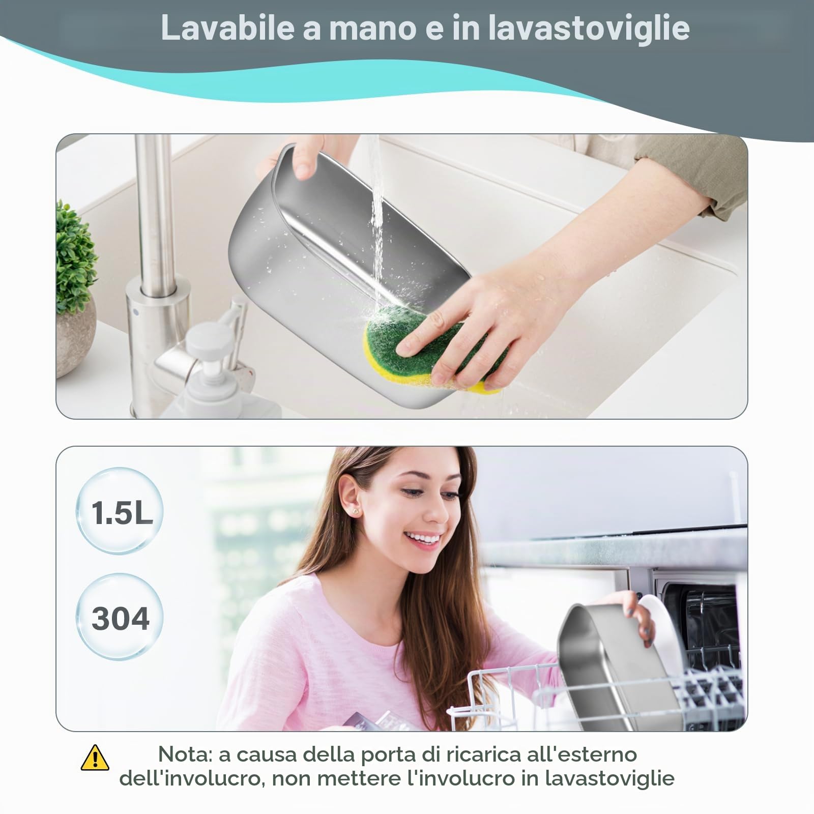 VMUTGA Scaldavivande Elettrico Portatile 60W 1,5L Porta Pranzo Riscaldabile 12V/24V/220V~240V Lunch Box Termico per Auto Camion e Ufficio
