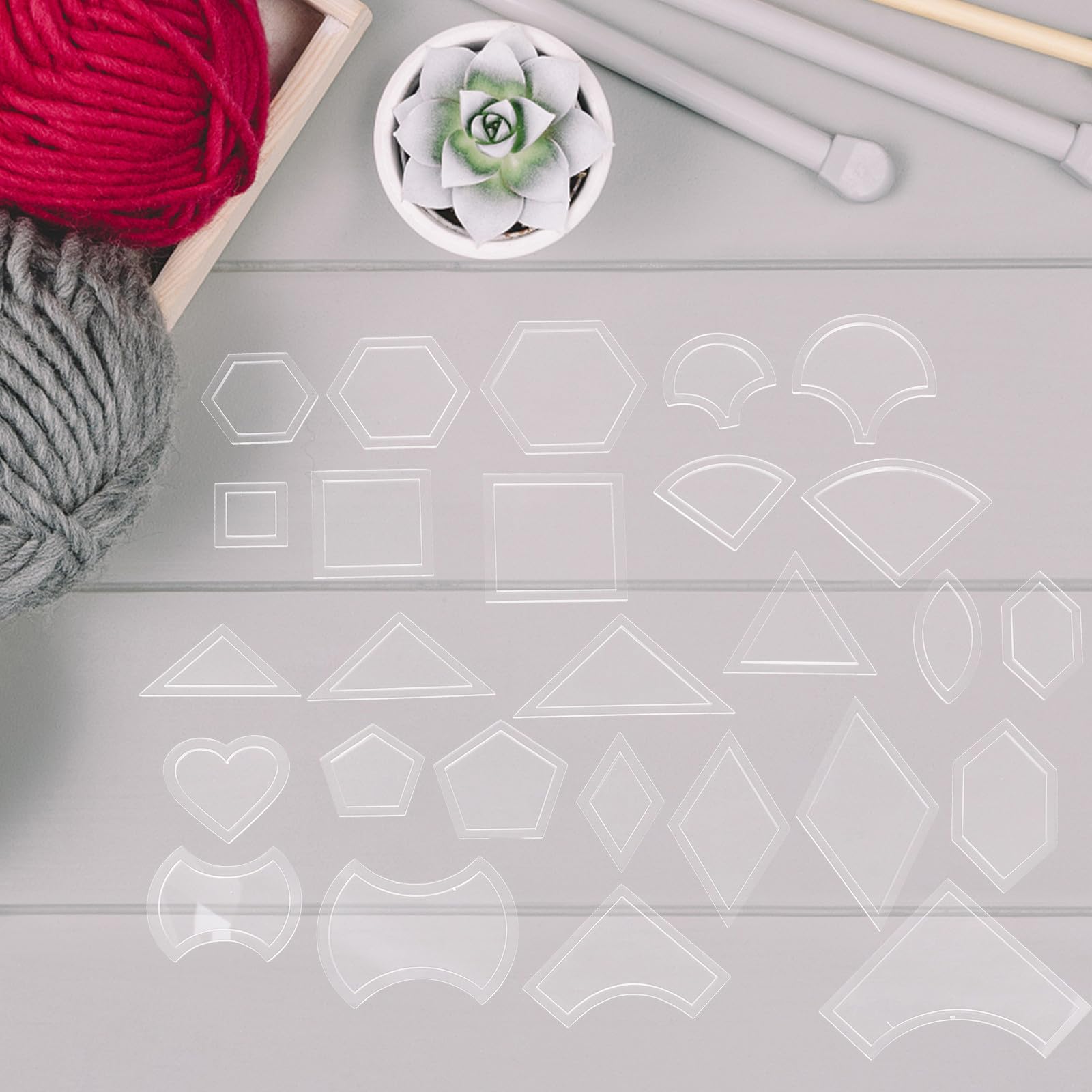 Kit Modelli Patchwork e Quilting in Acrilico 108 Pezzi Khaki | Crafting e Trapunte, Ampia Gamma di Motivi, Uso Semplice e Portatile, Resistente All'usura