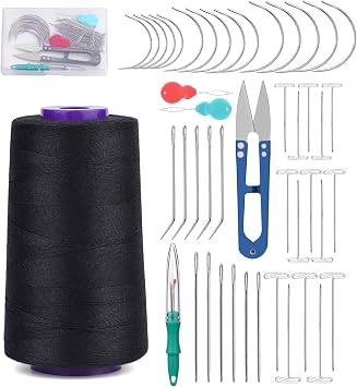 Yizzvb 1130 Yards Hair Extension Thread Sewing Threads C/T/J/I Needle