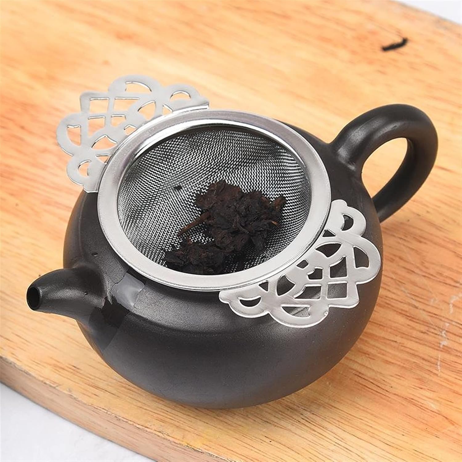 Tea Filters Tea Infusers Double Ear Handles Spice Filter Loose Leaf with Drip Bowl Tea Strainer Durable Reliable Stainless Steel Teaware (Color : Gold)