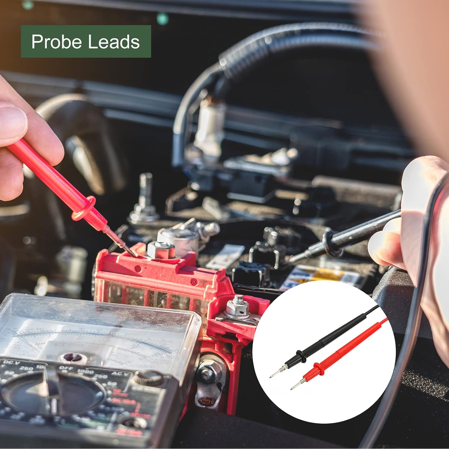 YOKIVE 1 Pair Test Leads, Multimeter Probe Cable with Banana Plug | Testing Electronic Components, Great for Electronic Work (Red, Black, 1000V, 0.6M)