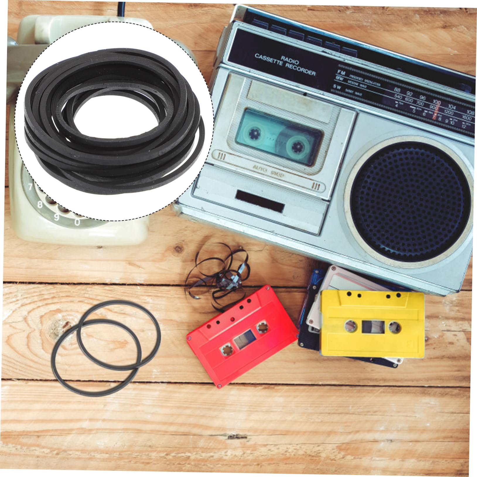 WOFASHPURET 20pcs Cassette Tape Machine Belts for Recorder Repair Rubber Flat Belts for Smooth and Noise Reduction Compatible
