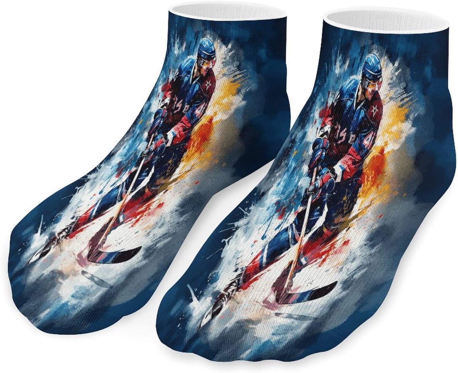 Ice Hockey Players 5Pairs Low Cut Ankle Socks for Women No Show Casual Breathable Athletic Socks for Sport