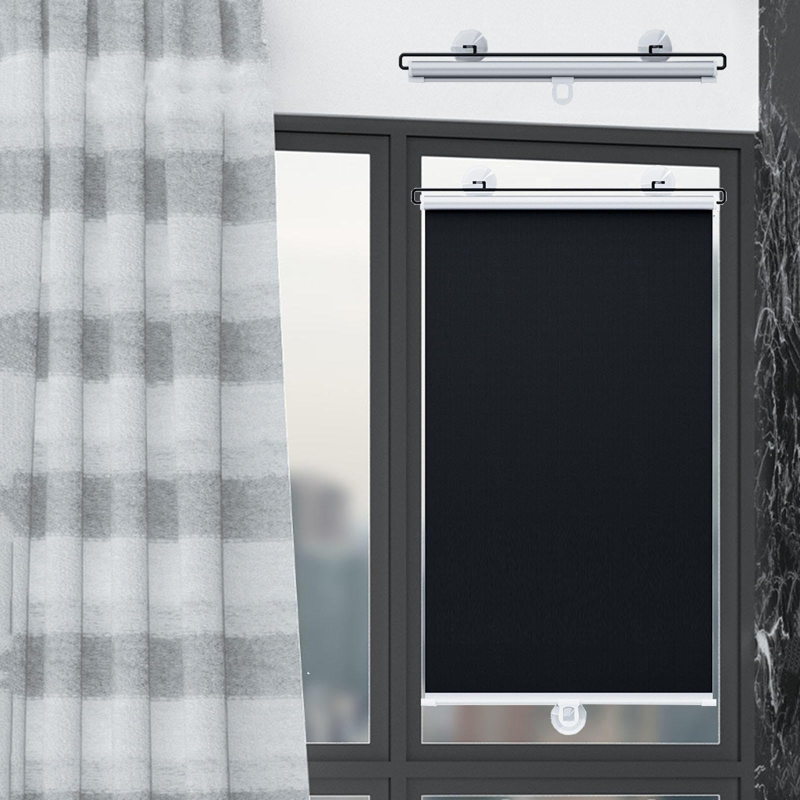Store enrouleur occultant rétractable de 30 à 68 cm, facile sans perçage, pour la maison et le bureau, solution d'installation temporaire de 68 x 120 cm