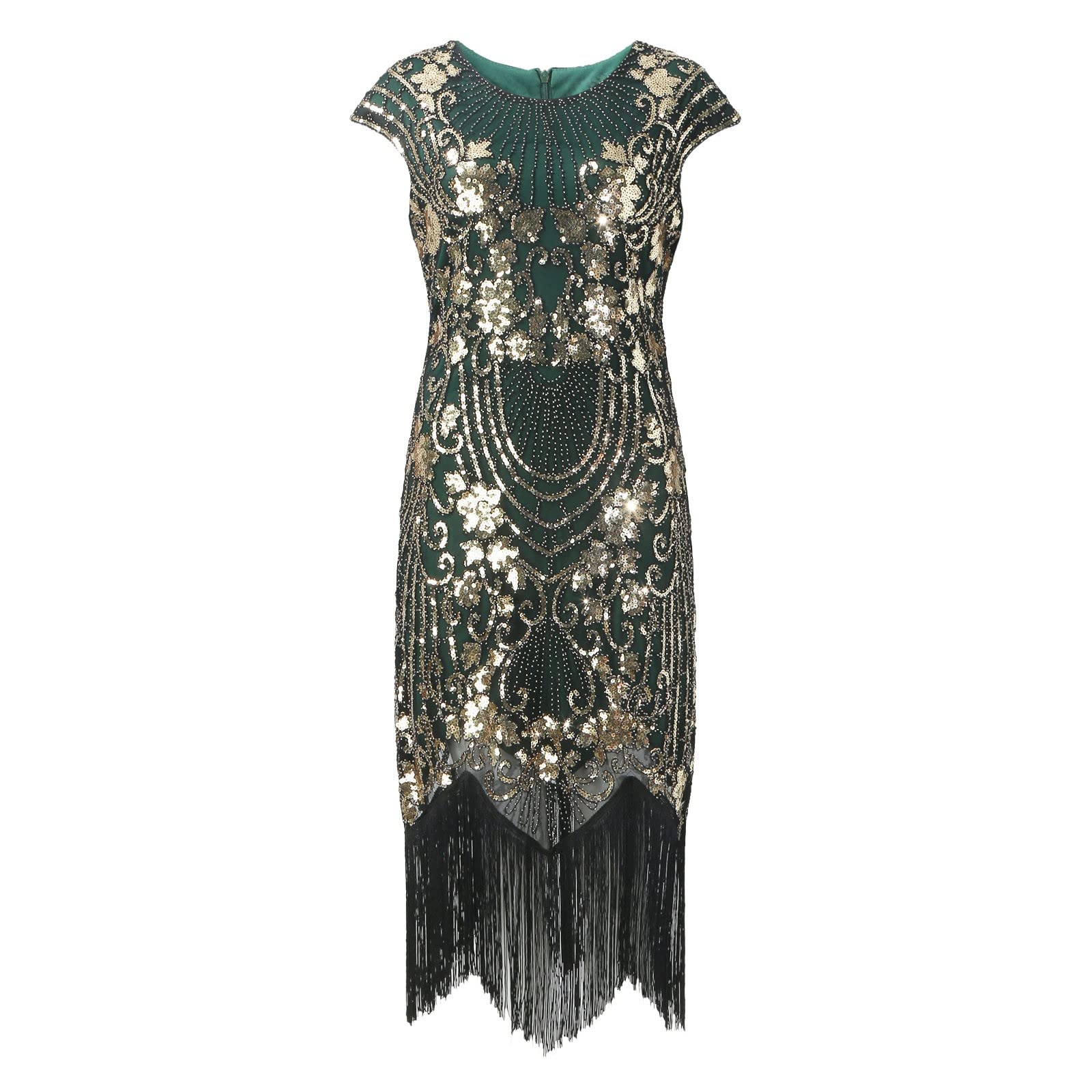 Vestido de Noche Flapper para Mujer Elegante con Lentejuelas y Detalles de Borlas para Formal