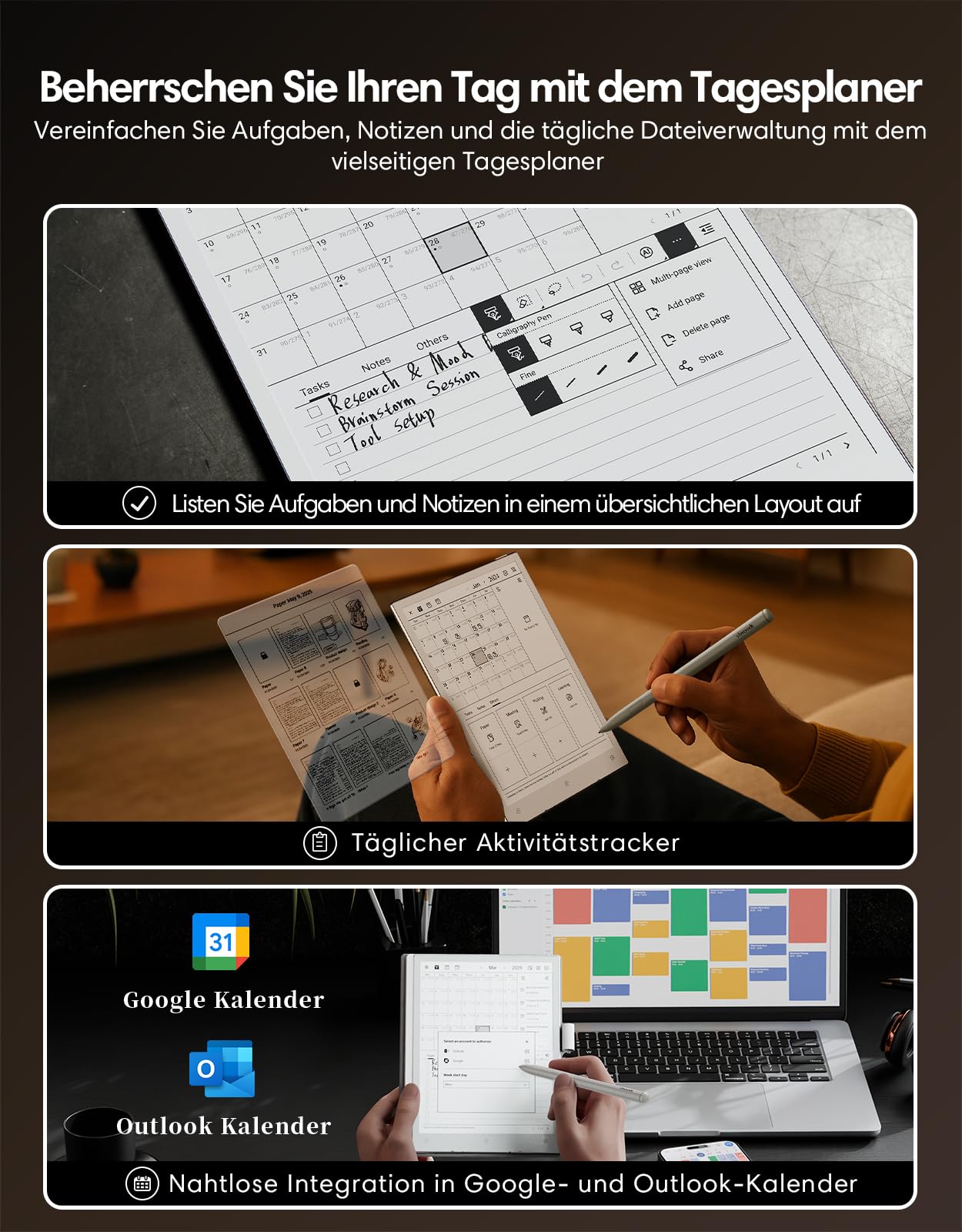 VIWOODS Aufgerüstetes Bundle mit AiPaper Mini, Stylus Pro und 5 Spitzen, 8,2'' AI E-Ink-Tablet mit einstellbarer Beleuchtung, 292 PPI Elektronisches Notizbuch mit Stift, Tragbar 230 g, 128 GB Speicher