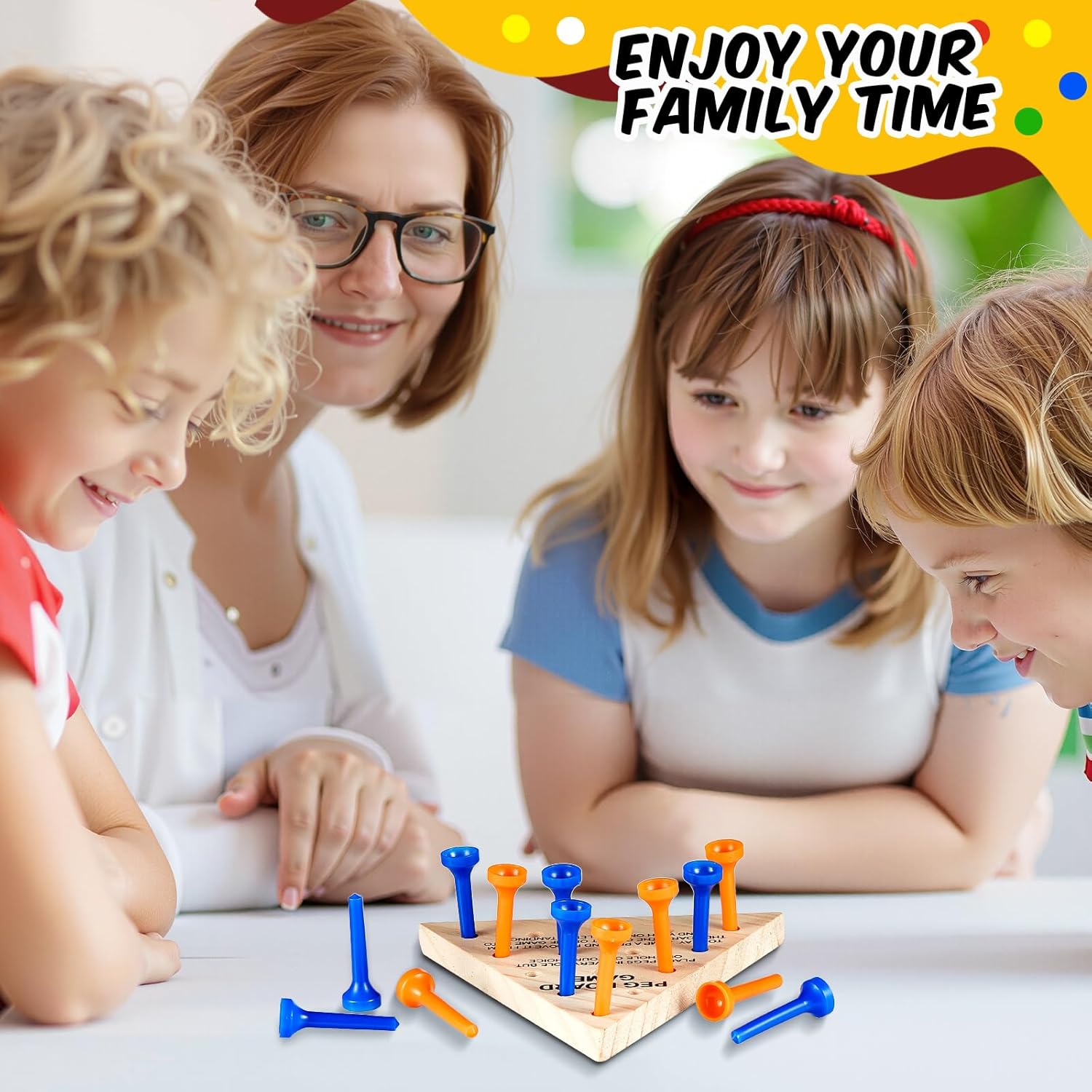 Estune 2 Pack Wooden Triangle Peg Game Kids Educational Board Portable Travel Table Game Strategy Toy Gift for Christmas Children Family Adults Fun Learning Puzzles