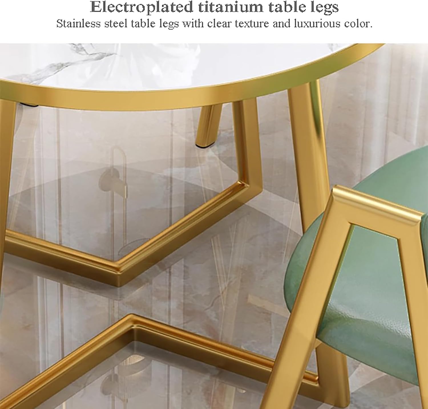 Modern Round Dining Table Set For 5,5-piece Dining Table Set 1 Table And 4 Chairs,marble Top Round Dining Table And Dining Chairs,mid-century Marble Coffee Table For Home Kitchen Dining Furniture Green 31.5" table+4 chairs