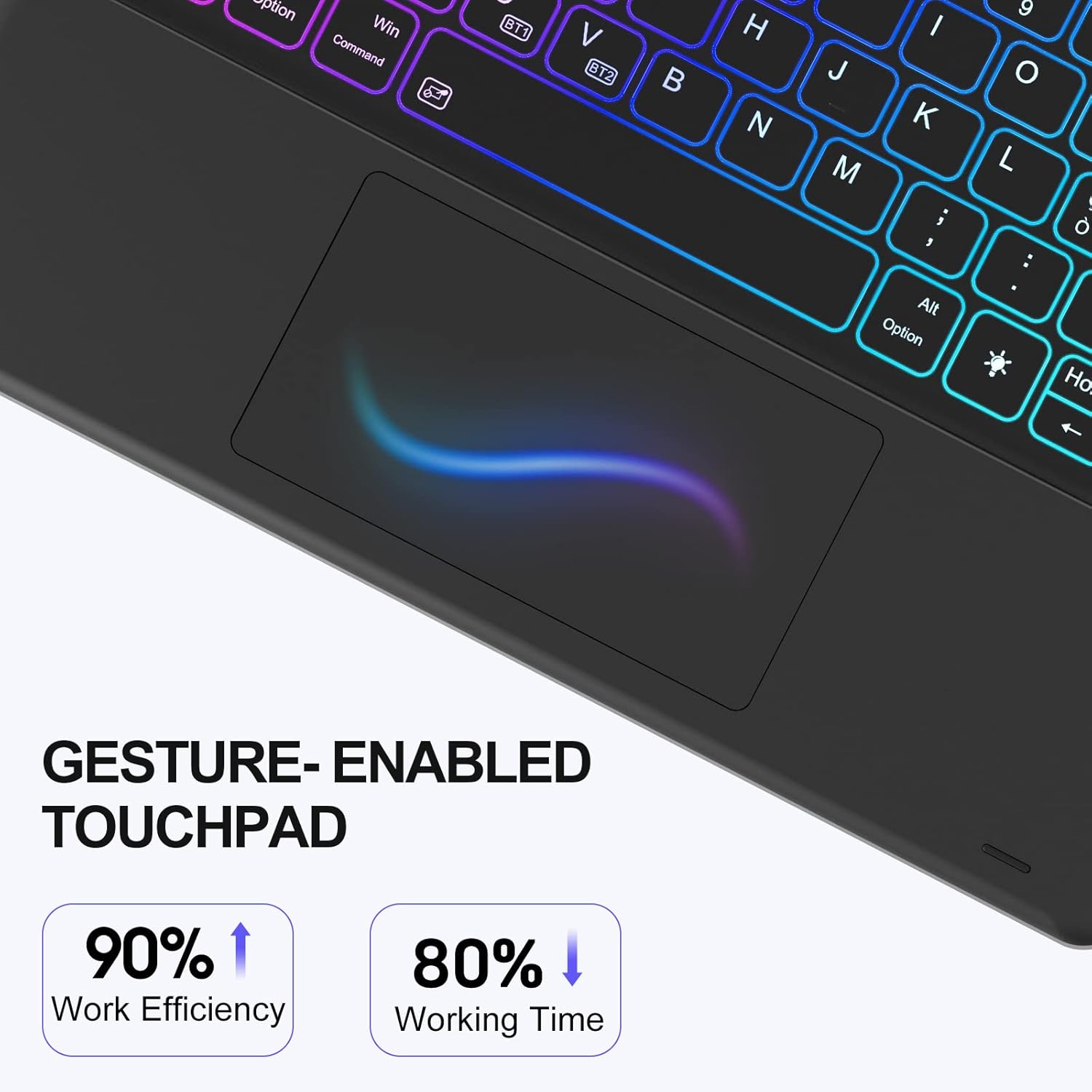 CHESONA Keyboard for iPad Air 13 (M3/M2, 2025/2024), iPad Pro 12.9 inch Case Keyboard, Trackpad & DIY 7-Color Backlit, Magnetic Detachable, Pencil Holder, for iPad Pro 12.9‘’ 6th/5th/4th/3rd, Black