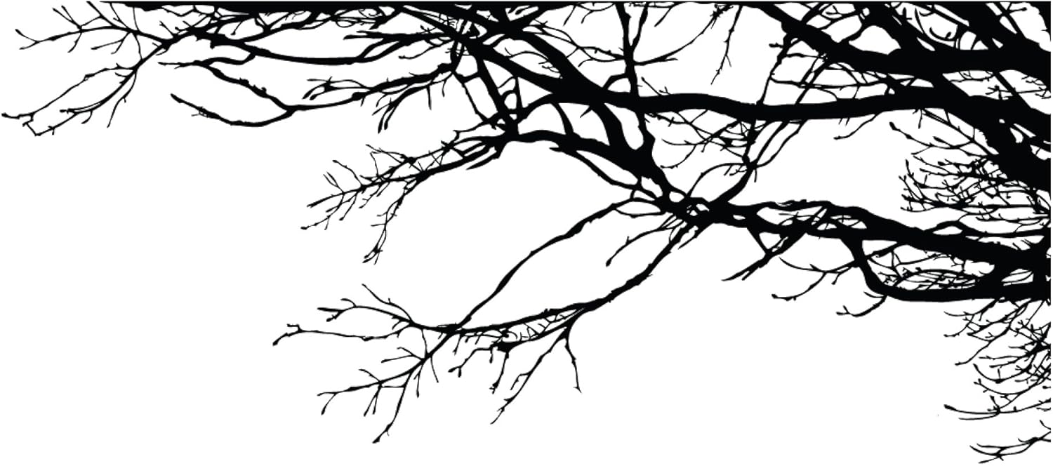 Large Wall Decal Sticker - Semi-Gloss White Tree Branches, 44in X 100in, Right to Left. Removable, No Paint Needed, Branch Wall Stencil The Easy Way