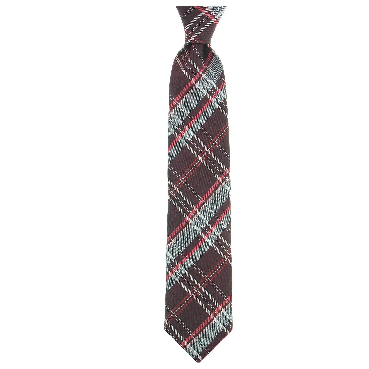 AlfaniSpectrum Monroe Plaid Slim Tie, Charcoal/Red, OS
