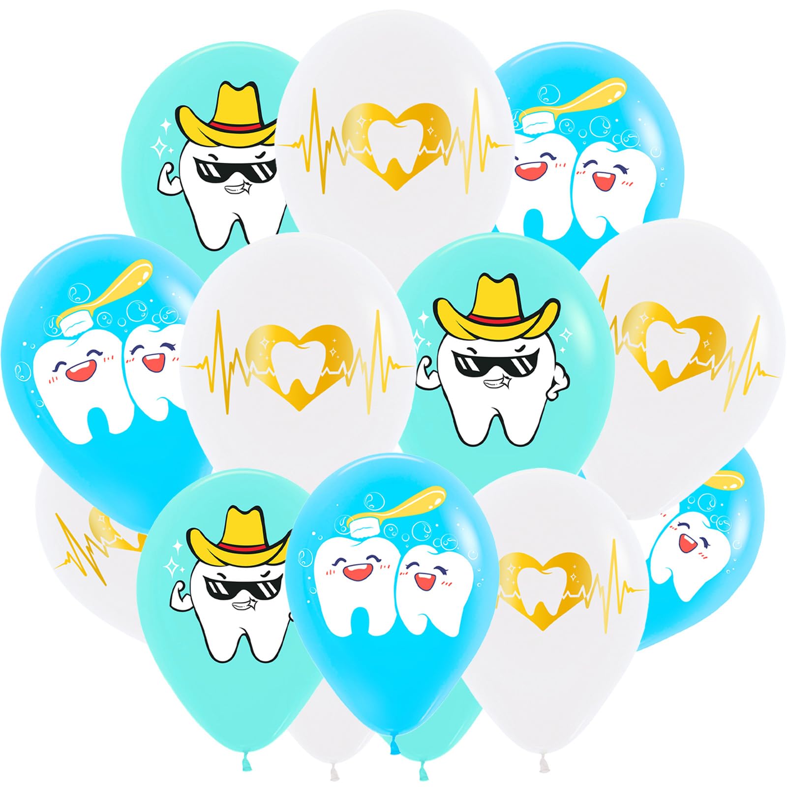 18pcs Tooth Balloons Dentist Balloons for Dental Hygiene Graduation Decorations RDH Graduation Decorations Dental Party Decor Tooth Theme Party