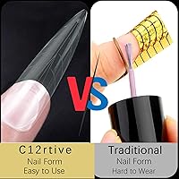 Vista 4 de 120 formas de uñas dobles, extensión larga de almendra, formas de uñas de poligel, cobertura completa, moldes de uñas reutilizables, 12 tamaños