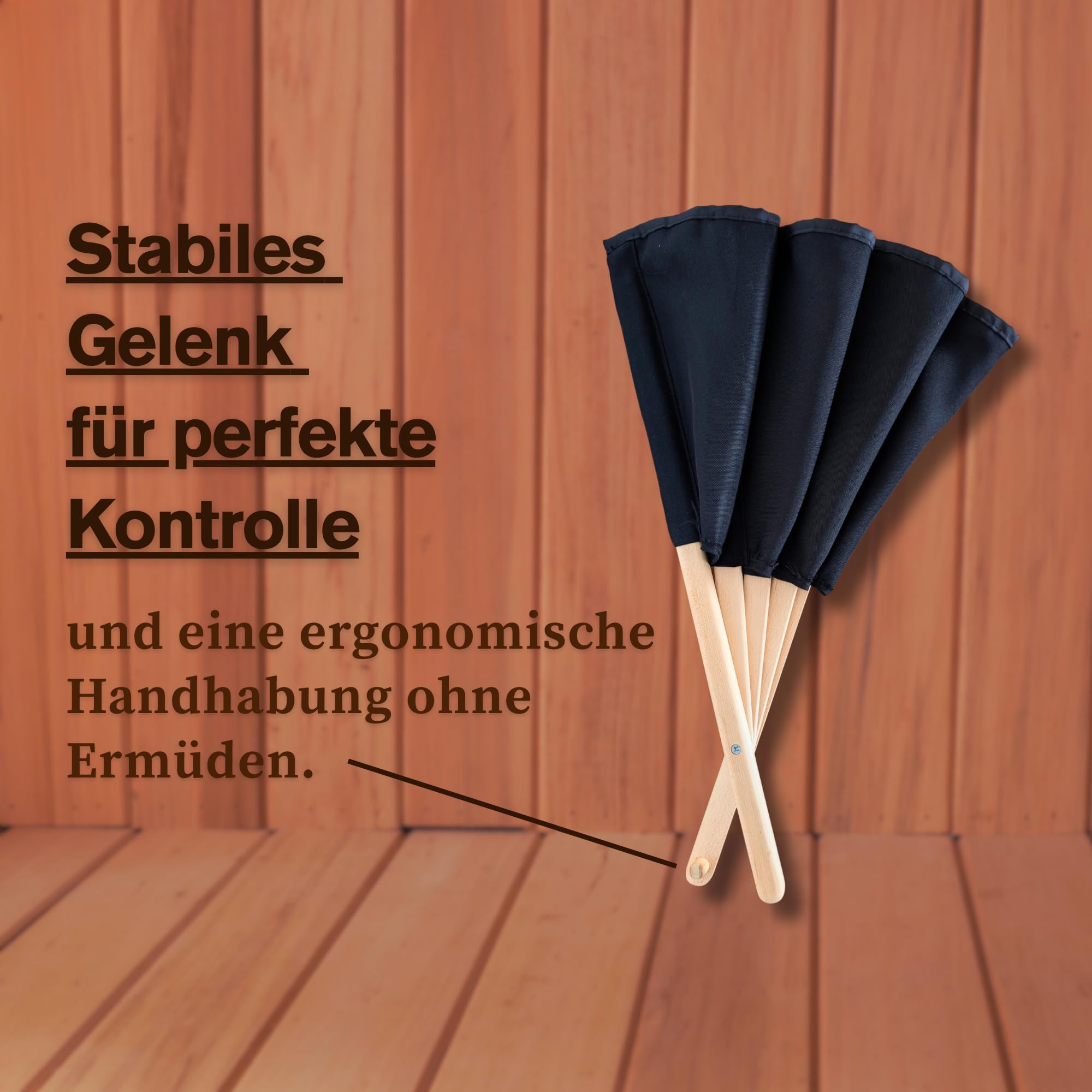 Sauna Fächer aus Naturholz & Baumwolle | Edler Saunawedel für Aufguss & optimale Hitzeverteilung | Handfächer für Wellness & Spa | Hochwertiges Sauna Zubehör