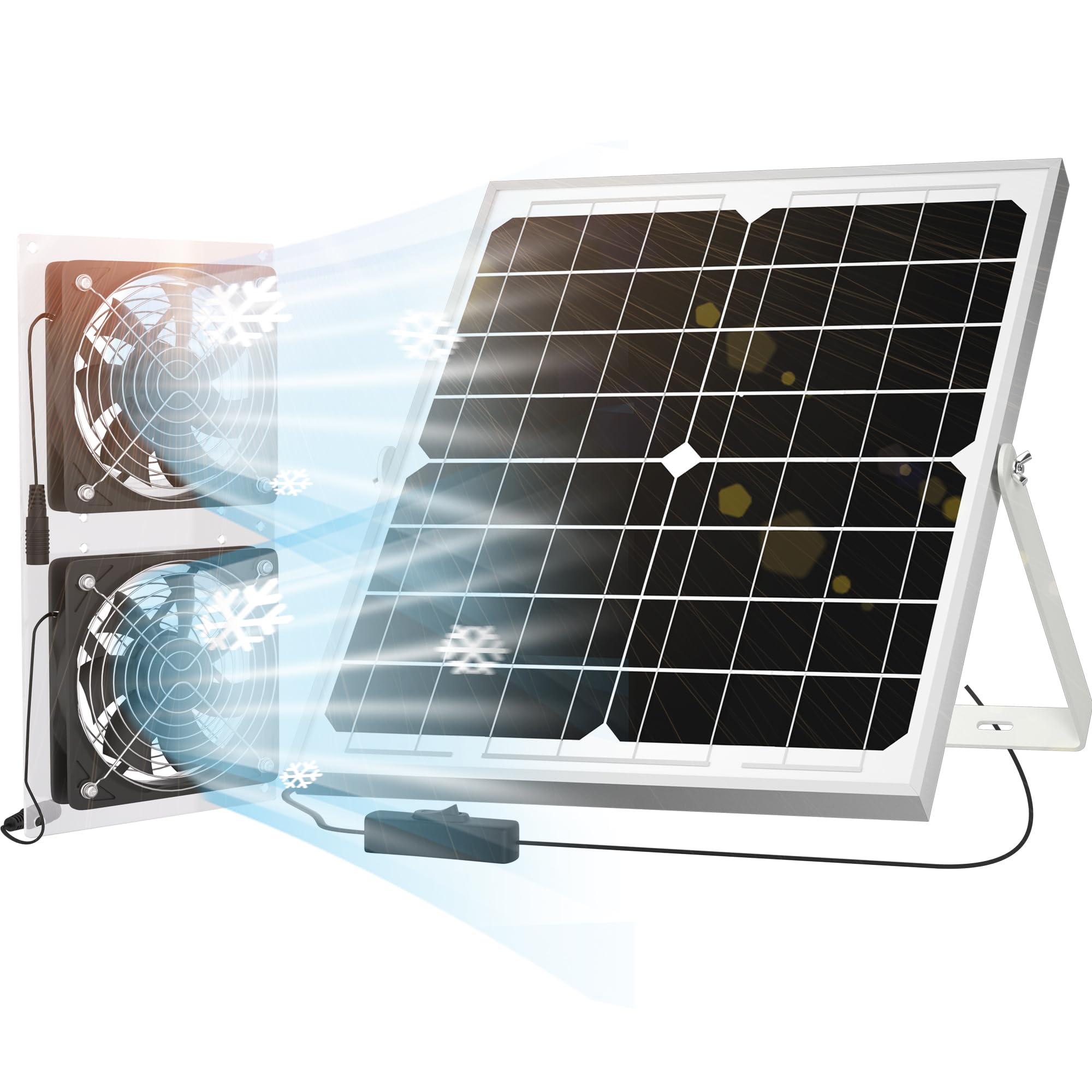 SOLPERK Solar Fan for Greenhouse, 20W Solar Powered Fan for Chicken Coop, Waterproof Solar Exhaust Fan for Shed with 11.8ft/3.6m Cable