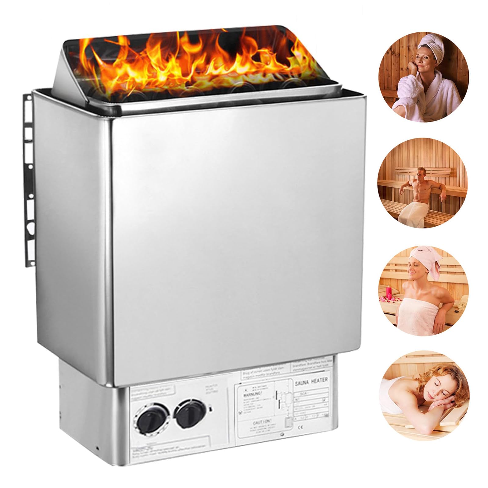 Riscaldatore Elettrico Per Sauna Da 3 KW-9 KW, Stufa Per Sauna In Acciaio Inox Con Regolatore Interno Per Bagno Turco Spa Dell'Hotel Di Casa, Timer: 0-180 Min, Spazio Applicabile: 2-13 M³,6KW
