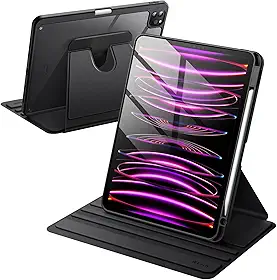 JETech Capa Giratória para iPad Pro 11 Polegadas 2022/2021 (4ª/3ª Geração) com Porta Pencil, Tampa Protetora do Suporte de Rotação de 360 Graus, Despertar/Suspender Automático (Preto)