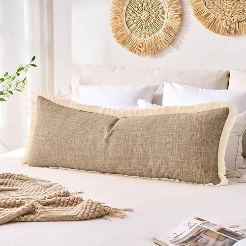 Vista 8 de Juego de 2 fundas de almohada de lino sintético de 20 x 20 pulgadas, color amarillo mostaza, fundas de almohada decorativas de estilo bohemio granja