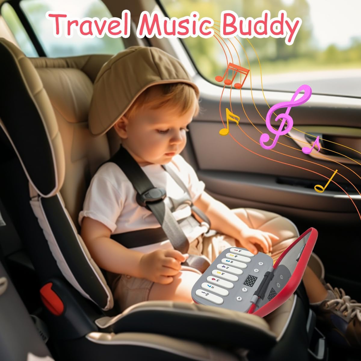 Kids Mini Piano Toy, BPA-Free Light Up Keyboard, Portable Travel Learning Toys for Toddlers, Music Interactive Birthday Gift for 3 4 5 6 Year Old Boys Girls Children (Red)