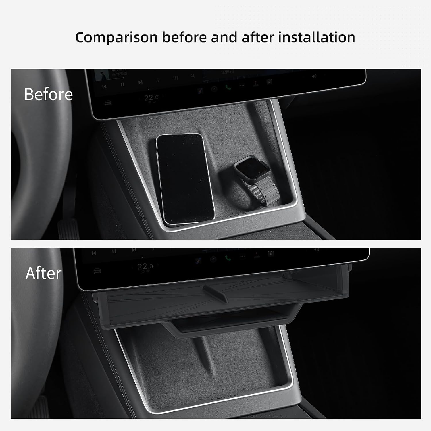 LUCKEASY Under Screen Hanging Box for Tesla Model Y Juniper image 5