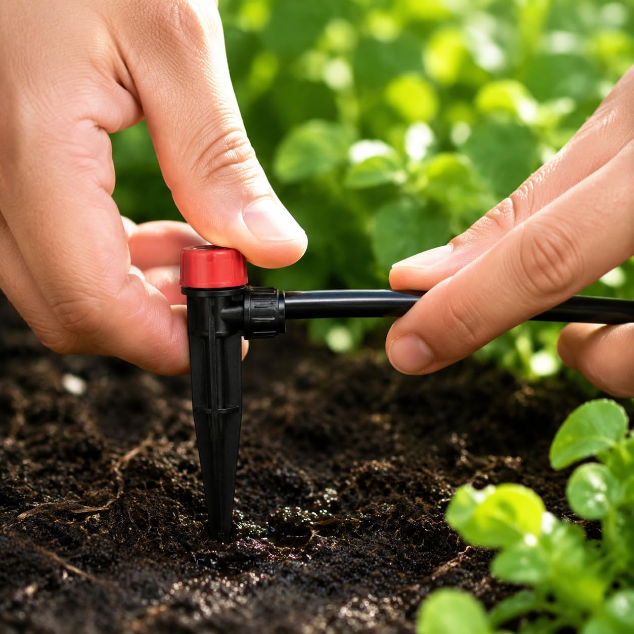 Kit Irrigazione a Goccia 15+60m, di Irrigazione Automatica per Giardino e Orto, Tubo Irrigazione a Goccia in PE