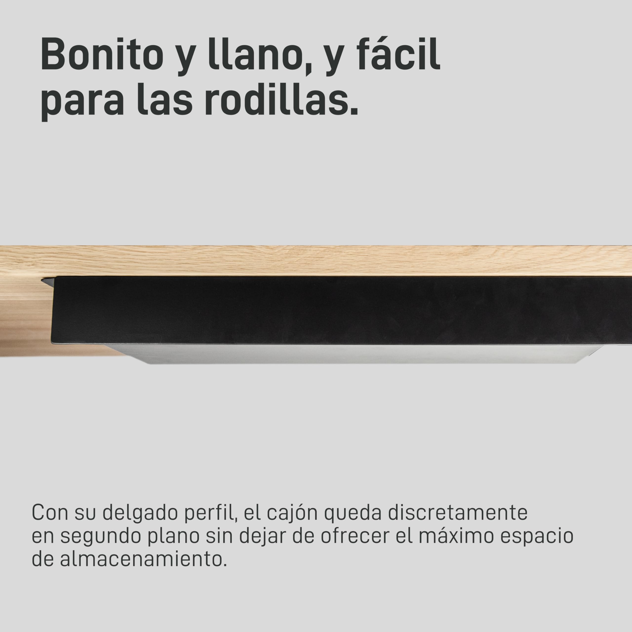 Natural Goods Berlin EXPERT - Cajón de metal negro con alfombrilla antideslizante - 55 x 25 x 5 cm - para debajo de la mesa o cajón
