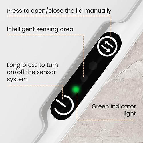 Miniatura 8 de MOPALL Basurero de baño con tapa, cubo de basura automático con sensor de movimiento de 3.5 galones, resistente al agua, sin contacto, cesta de